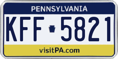PA license plate KFF5821