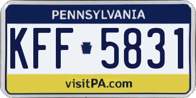 PA license plate KFF5831