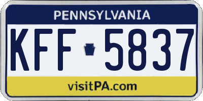 PA license plate KFF5837