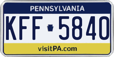 PA license plate KFF5840