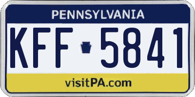 PA license plate KFF5841