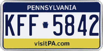 PA license plate KFF5842