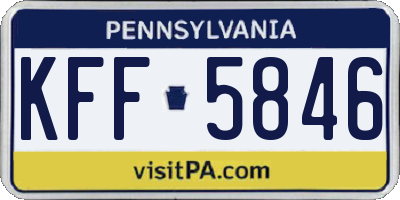 PA license plate KFF5846