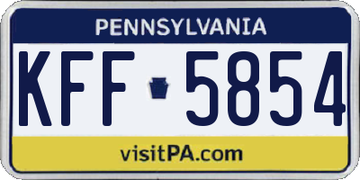 PA license plate KFF5854