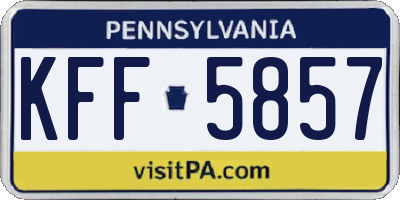 PA license plate KFF5857