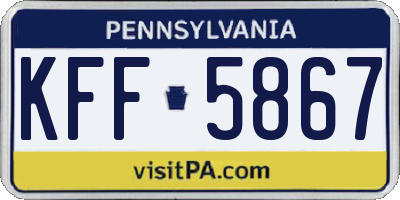 PA license plate KFF5867