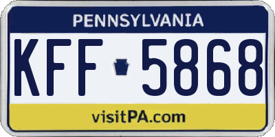 PA license plate KFF5868