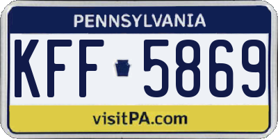 PA license plate KFF5869
