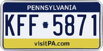 PA license plate KFF5871