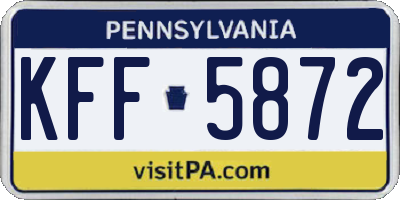 PA license plate KFF5872