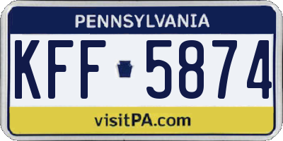 PA license plate KFF5874