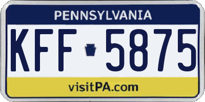 PA license plate KFF5875