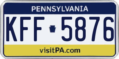 PA license plate KFF5876