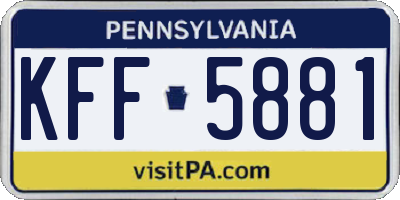 PA license plate KFF5881