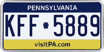 PA license plate KFF5889