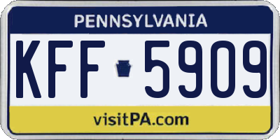 PA license plate KFF5909