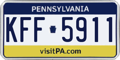 PA license plate KFF5911