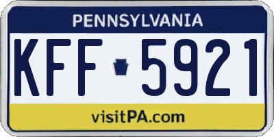 PA license plate KFF5921