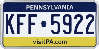 PA license plate KFF5922