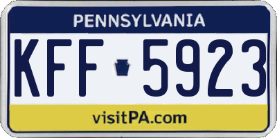 PA license plate KFF5923
