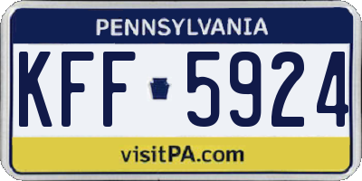 PA license plate KFF5924