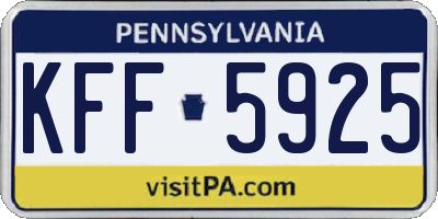 PA license plate KFF5925