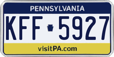 PA license plate KFF5927