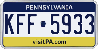 PA license plate KFF5933