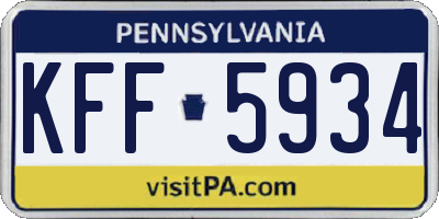 PA license plate KFF5934