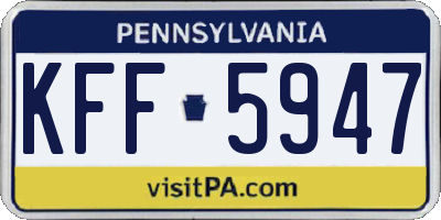 PA license plate KFF5947