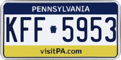 PA license plate KFF5953