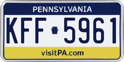 PA license plate KFF5961