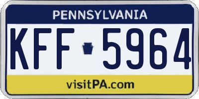 PA license plate KFF5964