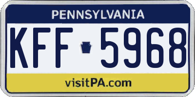 PA license plate KFF5968