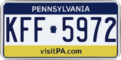 PA license plate KFF5972