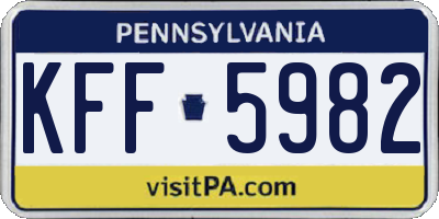 PA license plate KFF5982