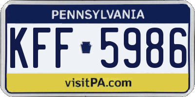 PA license plate KFF5986