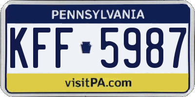 PA license plate KFF5987