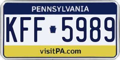 PA license plate KFF5989