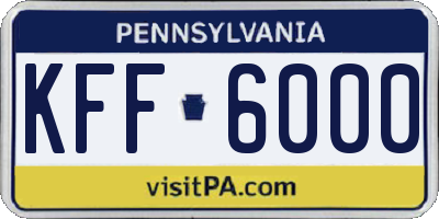 PA license plate KFF6000