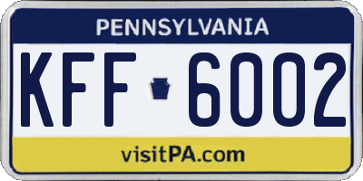 PA license plate KFF6002