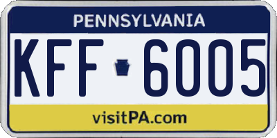 PA license plate KFF6005