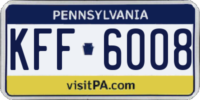 PA license plate KFF6008