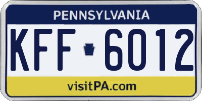 PA license plate KFF6012