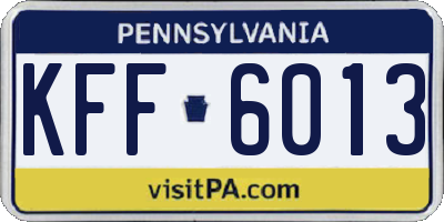 PA license plate KFF6013