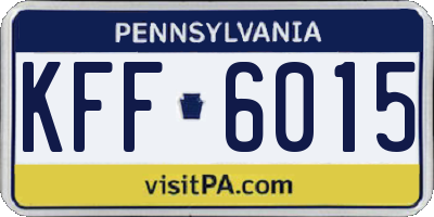 PA license plate KFF6015