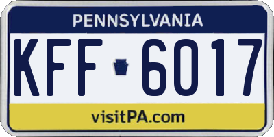 PA license plate KFF6017