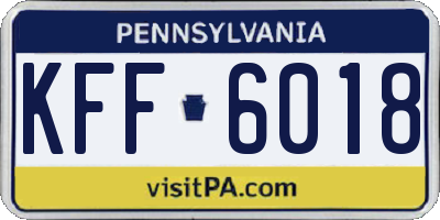 PA license plate KFF6018