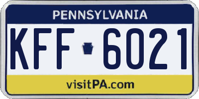 PA license plate KFF6021