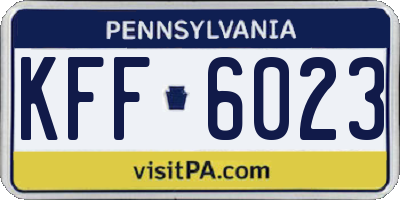 PA license plate KFF6023